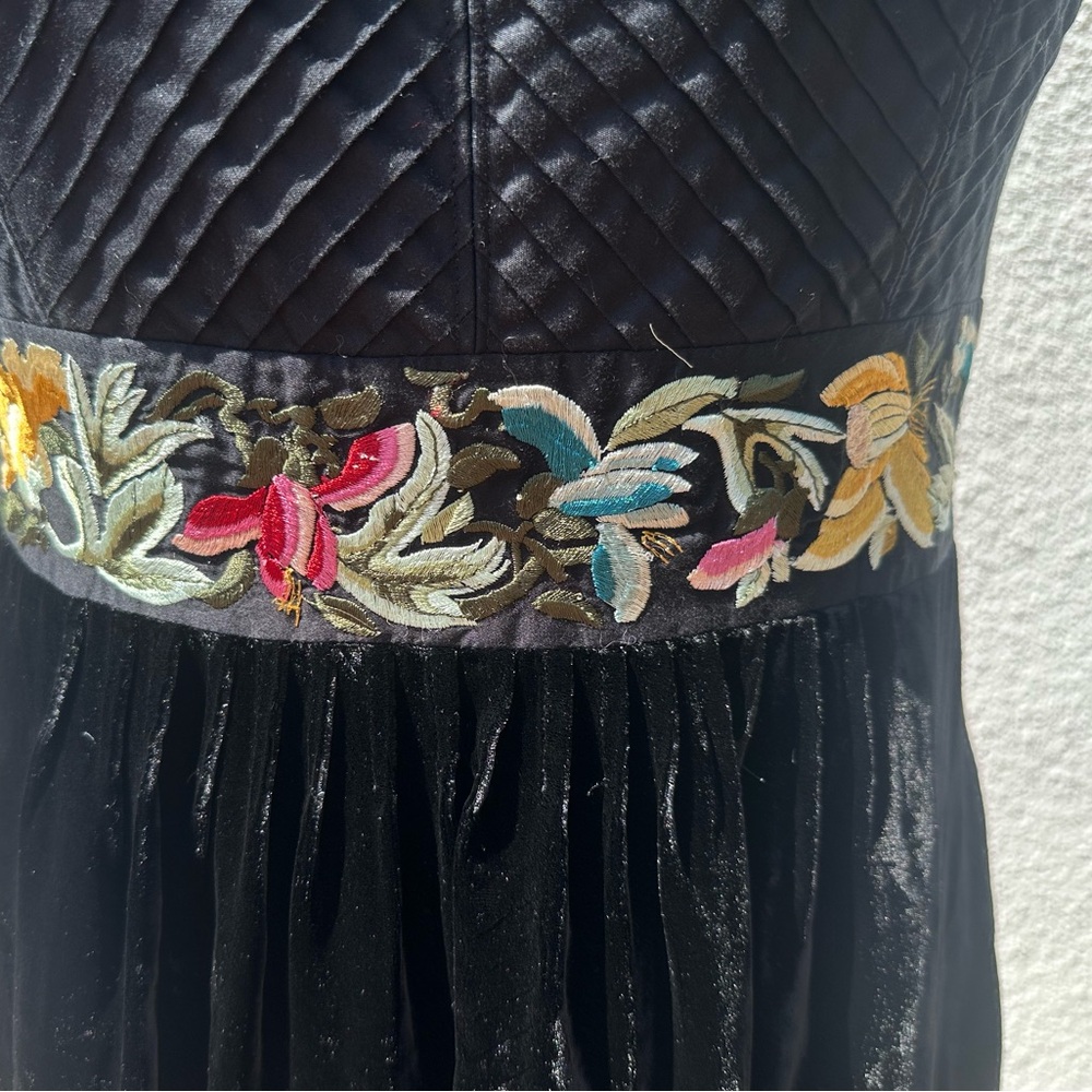 Saja Floreat From Anthro Strapless Velvet Embroidered Dress - Picture 5 of 9
